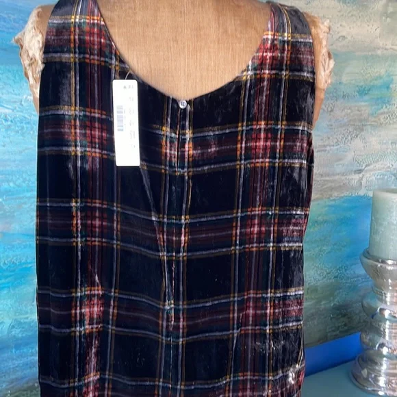 NWT J. Crew Velvet Tartan Plaid Tank Top - Picture 2 of 7
